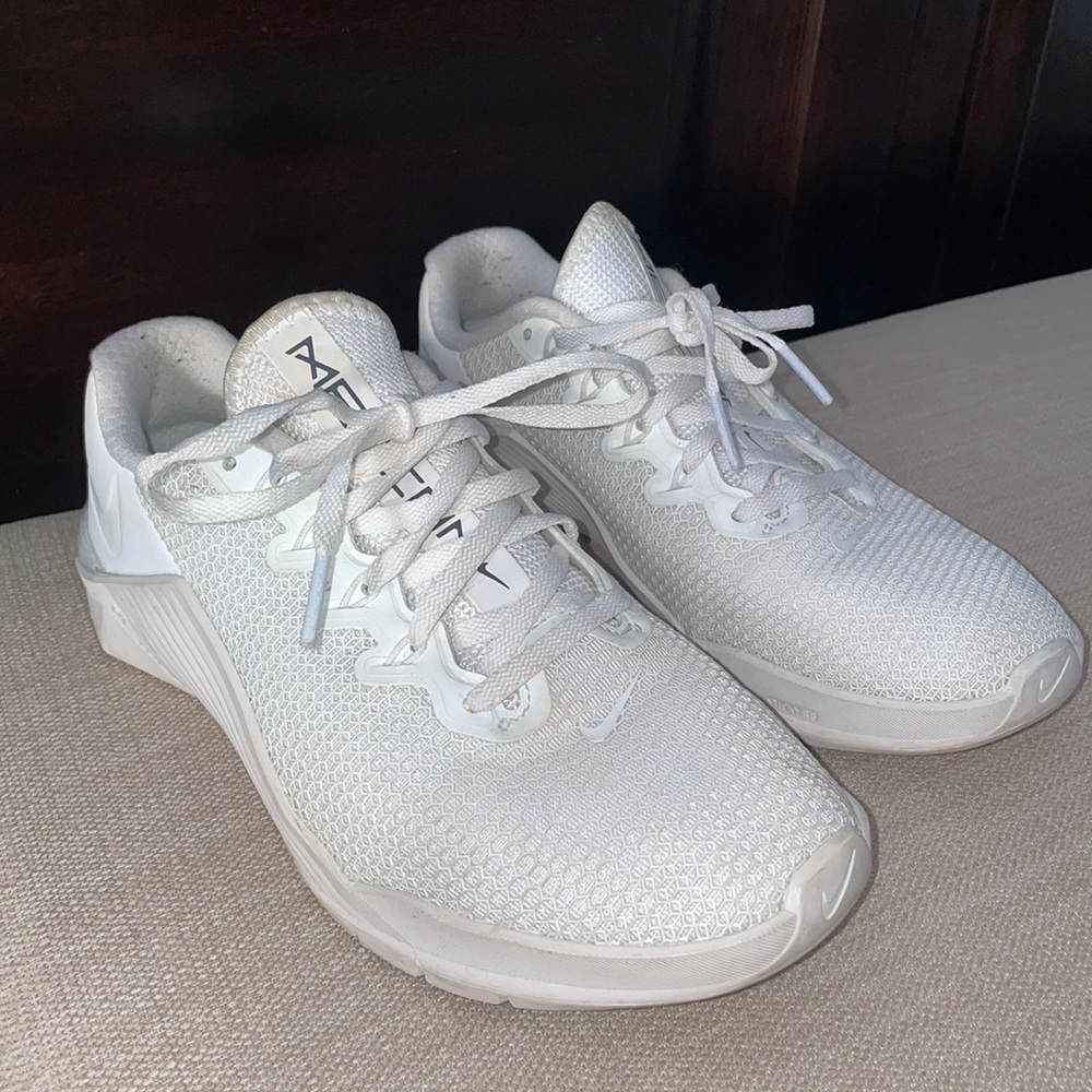 All White Customized Nike Metcon 5’s